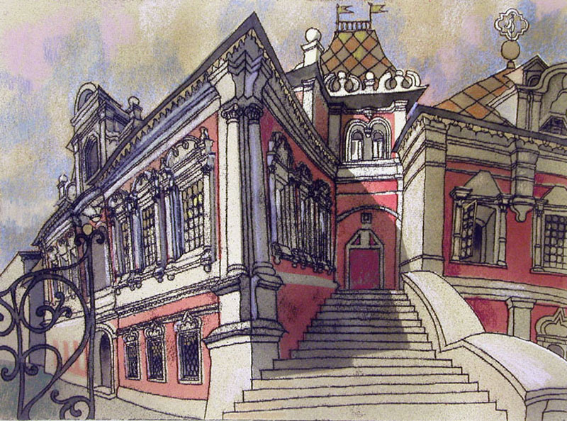 <b>Series "Old Moscow"</b><br>Cardboard, monotypy, 60x80